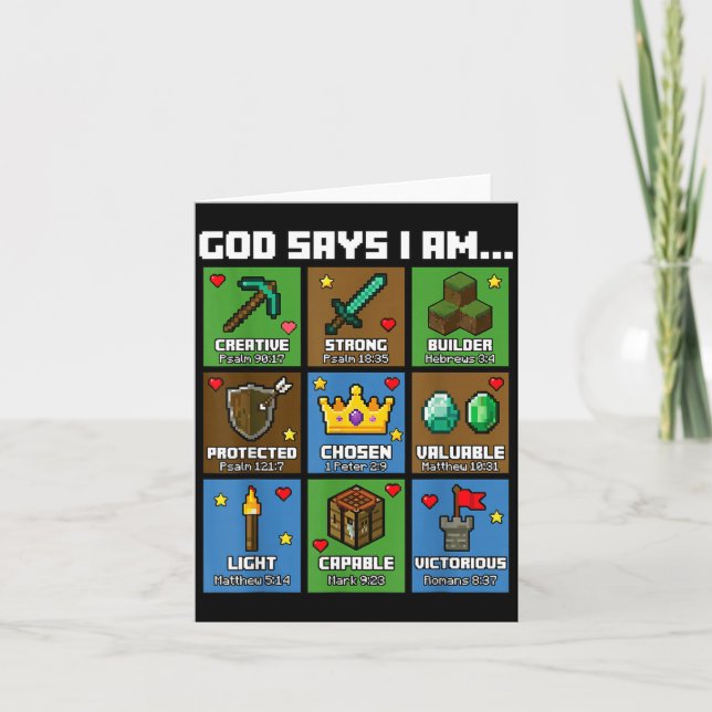 God Says I Am Bible Verses Xel Art Christian Gamer Kort (Framsida)
