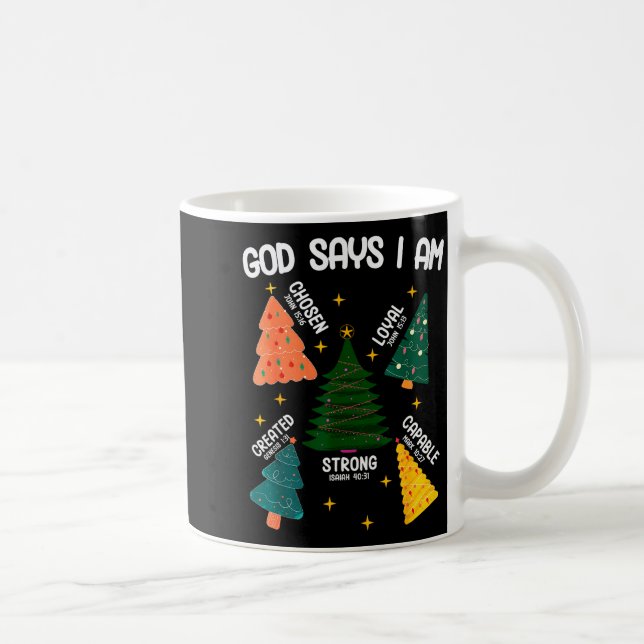 God Says I Am Christmas Tree Lover Men Women Chris Kaffemugg (Höger)