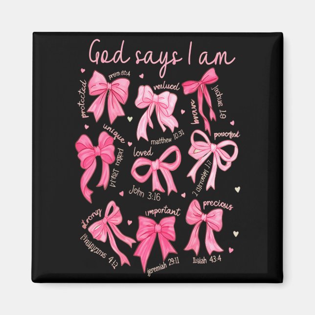 God Says I Am Coquette Bow Coquette Bow Fall Valen Magnet (Framsidan)