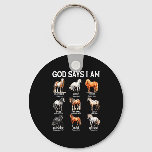 God Says I Am Horse Christian Girl Teen Boy Bible  Nyckelring (Framsida)