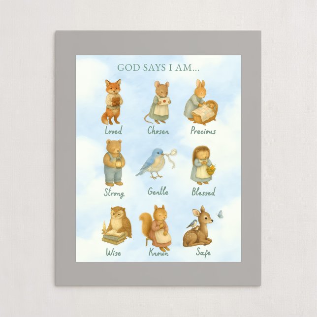 God Says I Am – Scripture Declaration Nursery Wal Poster (Skapare uppladdad)