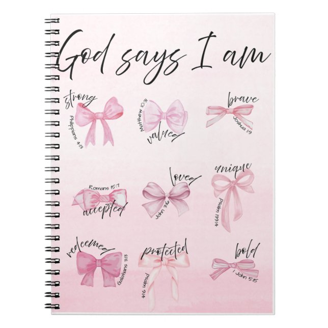 "God says I am..." Spiral Notebook Anteckningsbok (Framsidan)