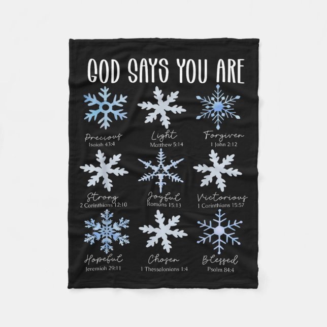 God Says You Are Christian Snowflake Christmas Bib Fleecefilt (Framsidan)