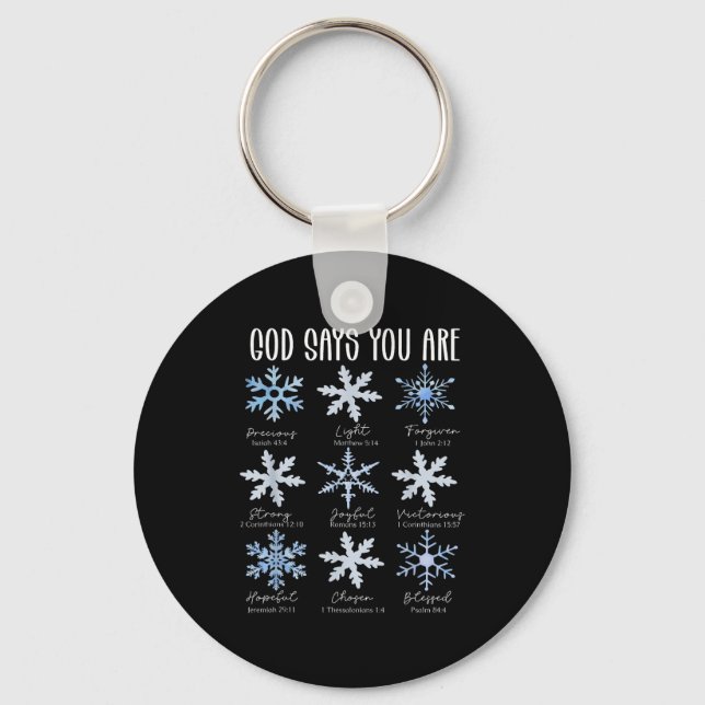God Says You Are Christian Snowflake Christmas Bib Nyckelring (Framsida)