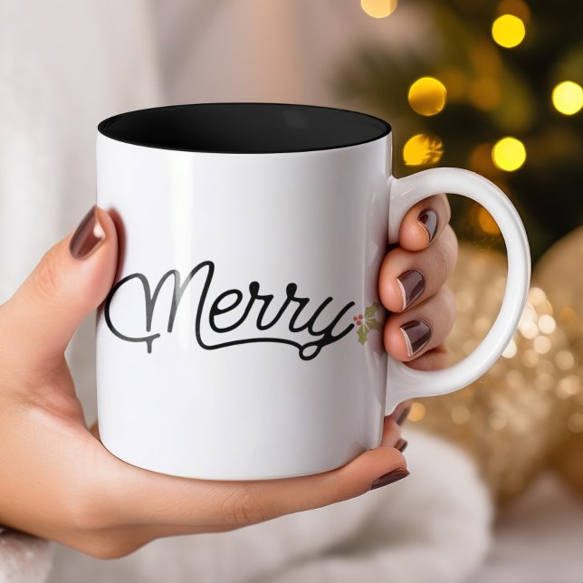 God Script Typography-jul Två-Tonad Mugg (Merry Script Typography Christmas Two-Tone Coffee Mug)