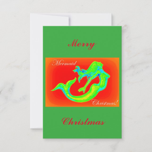God Sjöjungfru Julrött/grönt Inbjudningar (Framsida)
