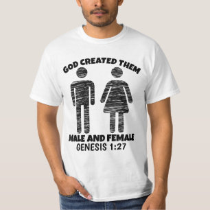 GOD SKAPAT MANS- OCH KVINNLIGA KRISTNA T-SHIRTS