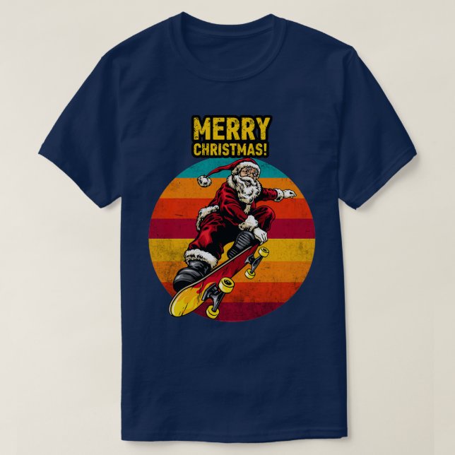 God Skateboarding Santa Funny Jultomten Gi T Shirt (Design framsida)