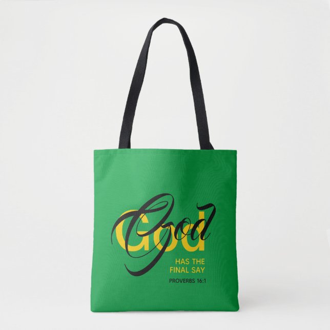 GOD SLUTSAY-skript | Monogram | Grönt Tygkasse (Framsida)