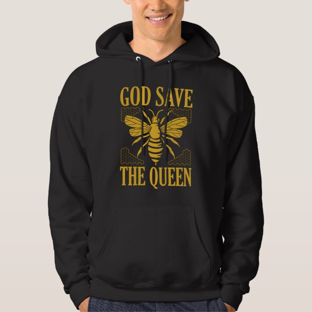 God Spara Drottningen Funny biodlingsbee Bee Kärle Hoodie (Framsida)