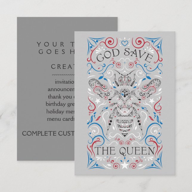 God spara, drottningen inbjudningar (Fram/baksida)