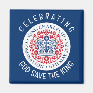 GOD SPARA KUNG Charles III Coronation Blue Magnet