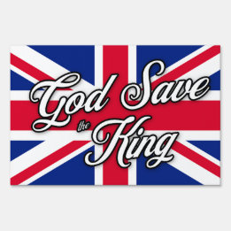 "God Spara Kung" på British Union Jack Flagga