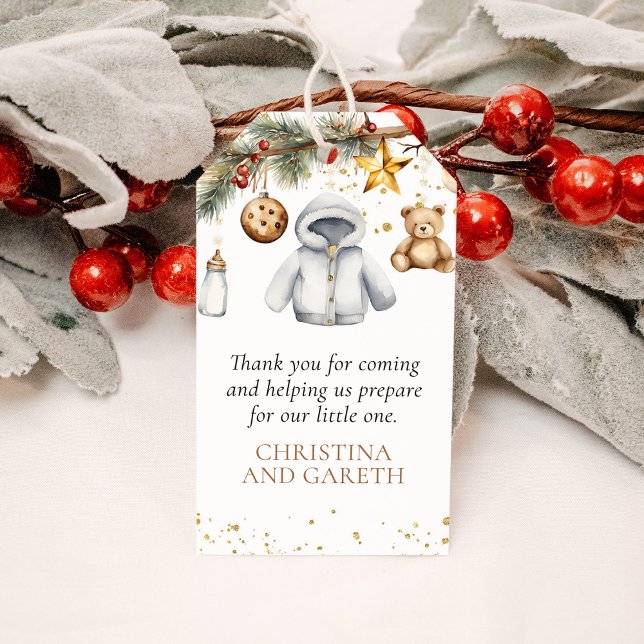 God Tack för lilla julbabyskor Presentetikett (Skapare uppladdad)