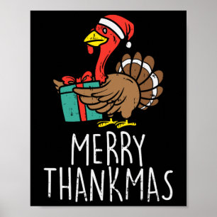 God Tackmas Santa Kalkon Dag Jul Thanksgiving Chri Poster