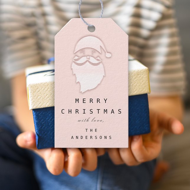 God till Namn Helgdag jultomten  Rosa Presentetikett (Merry To Name Holiday Christmas Pink Santa Gift Tags)
