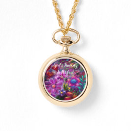 God Timing är Perfekt Blommigt Abstrakt Rosa Red Armbandsur