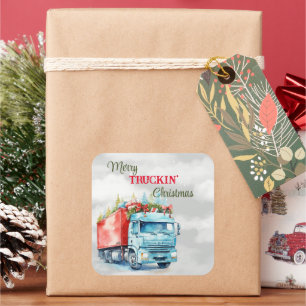 God Truckin jul Fyrkantigt Klistermärke