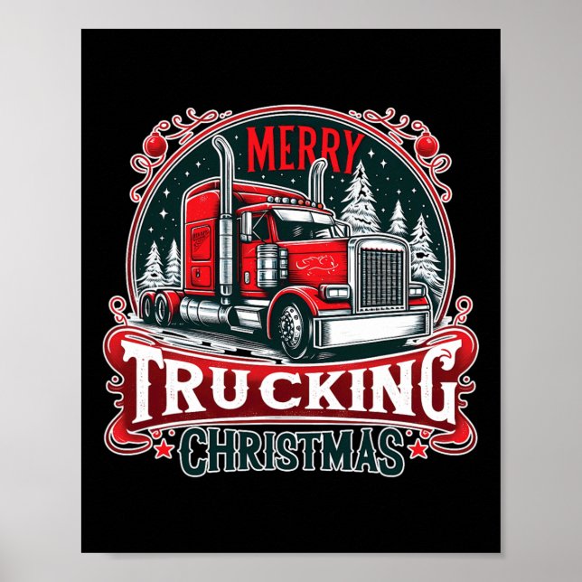 God Truckning Jul Coola Lastbil Driver Funny T Poster (Framsidan)