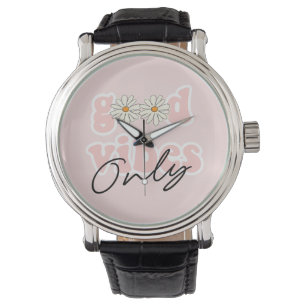 God Vibes Bara 70:s Hippie Slogan Armbandsur