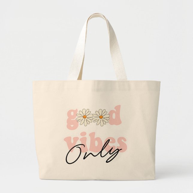 God Vibes Bara 70:s Hippie Slogan Jumbo Tygkasse (Framsidan)
