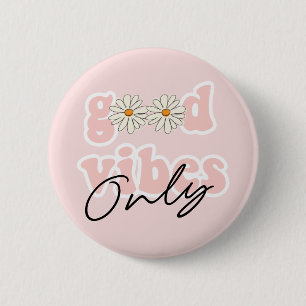 God Vibes Bara 70:s Hippie Slogan Knapp