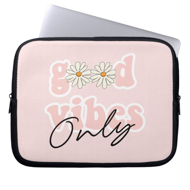God Vibes Bara 70:s Hippie Slogan Laptop Fodral (Framsidan)