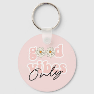 God Vibes Bara 70:s Hippie Slogan Nyckelring