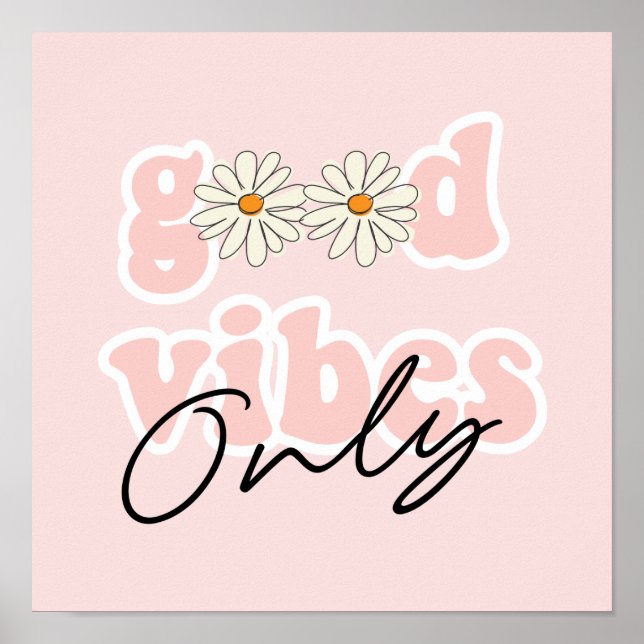 God Vibes Bara 70:s Hippie Slogan Poster (Framsidan)