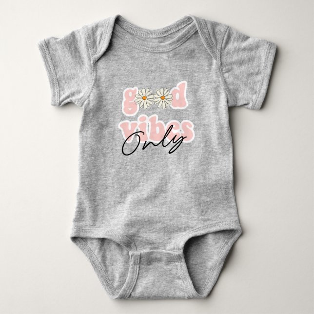 God Vibes Bara 70:s Hippie Slogan T Shirt (Framsida)