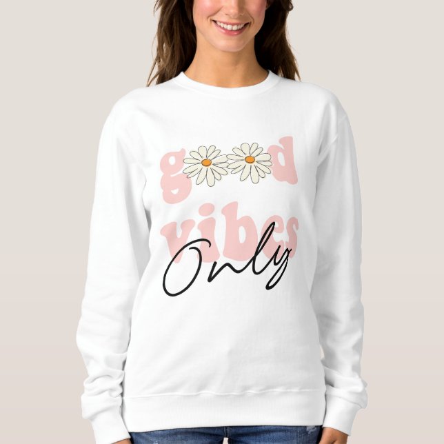 God Vibes Bara 70:s Hippie Slogan T Shirt (Framsida)