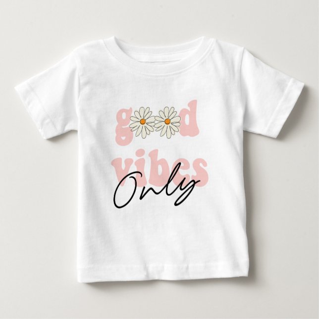 God Vibes Bara 70:s Hippie Slogan T Shirt (Framsida)