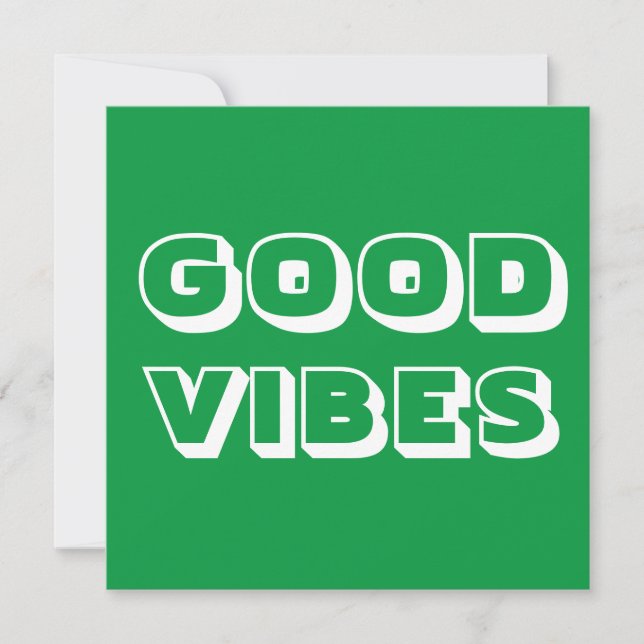 God Vibes, Bästa Önskemål, Lycka till, grönt vit Kort (Framsida)
