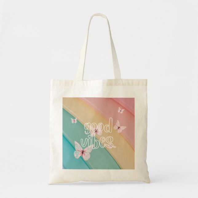 God Vibes Butterflies (inte Pastel) Tote Bag Tygkasse (Framsidan)