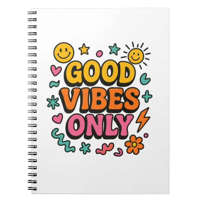 God Vibes - endast bärbar dator - Funky Retro Anteckningsbok (Framsidan)