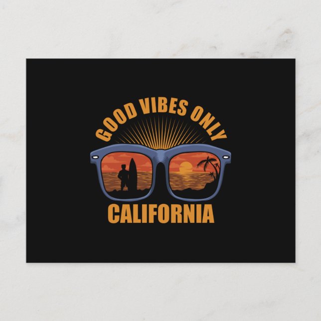 God Vibes Endast California Surfing Surfa Vykort (Framsida)