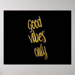 God Vibes Endast citat Guld Faux Foil Vibe-citat Poster