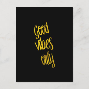 God Vibes Endast citat Guld Faux Foil Vibe-citat Vykort
