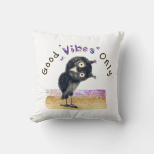 God Vibes endast med Nyfikna Uggla Kudde
