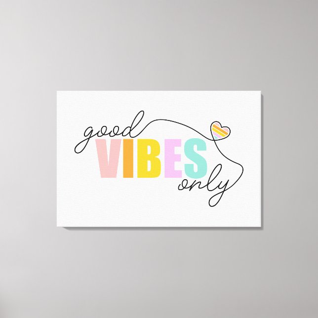 God Vibes Endast Rainbow Heart Canvastryck (Framsida)