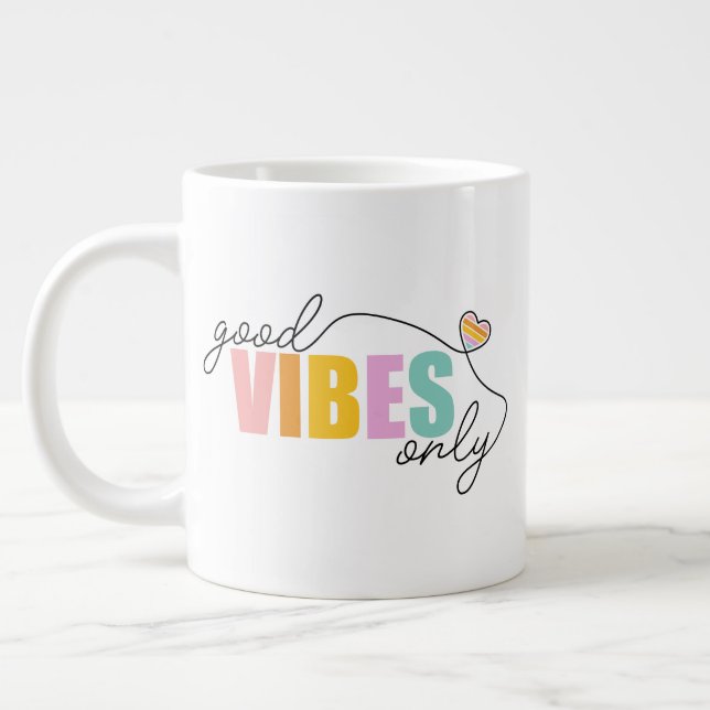 God Vibes Endast Rainbow Heart Jumbo Mugg (Vänster)