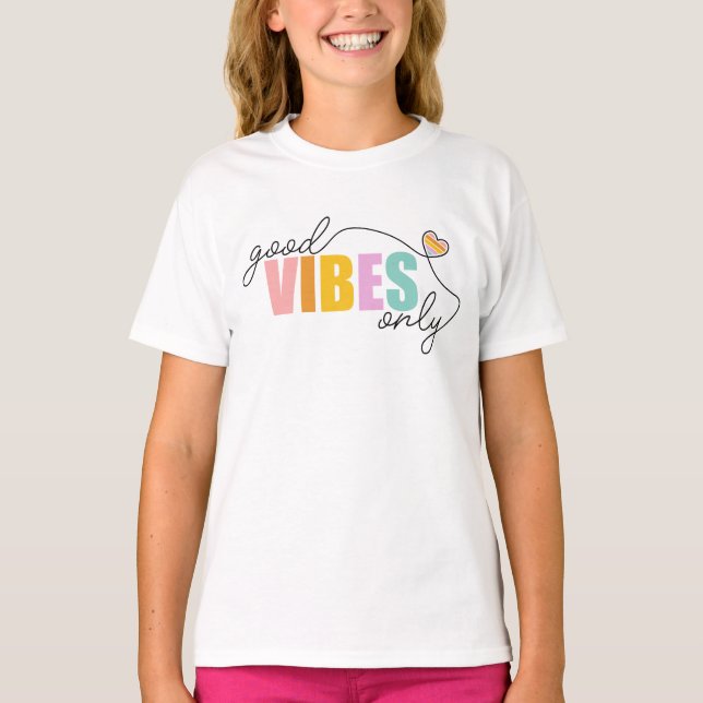 God Vibes Endast Rainbow Heart T Shirt (Framsida)