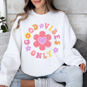 God Vibes endast Retro Flower Positive Quote T Shirt