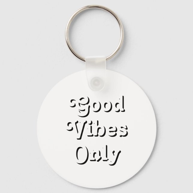 God Vibes Endast svartvit modern typografisk coola Nyckelring (Framsida)