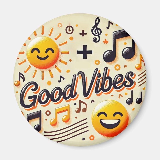 ☀️ + 🎶 = GOD VIBES Magnet (Framsidan)