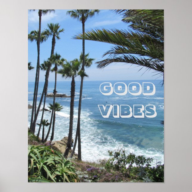 God Vibes Ocean Handflatan Träd Sand Wall Poster (Framsidan)