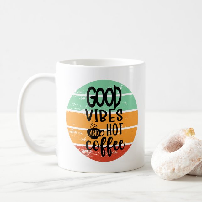 God vibes och Hett kaffe Kaffemugg (Med munk)