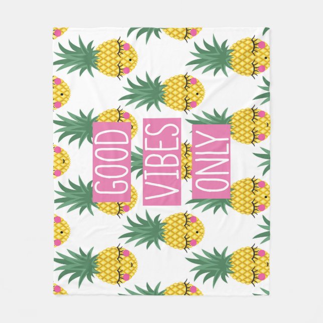 God Vibes Pineapples Sommar Mönster Fleecefilt (Framsidan)