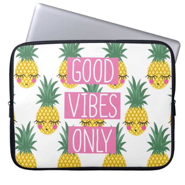 God Vibes Pineapples Sommar Mönster Laptop Fodral (Framsidan)