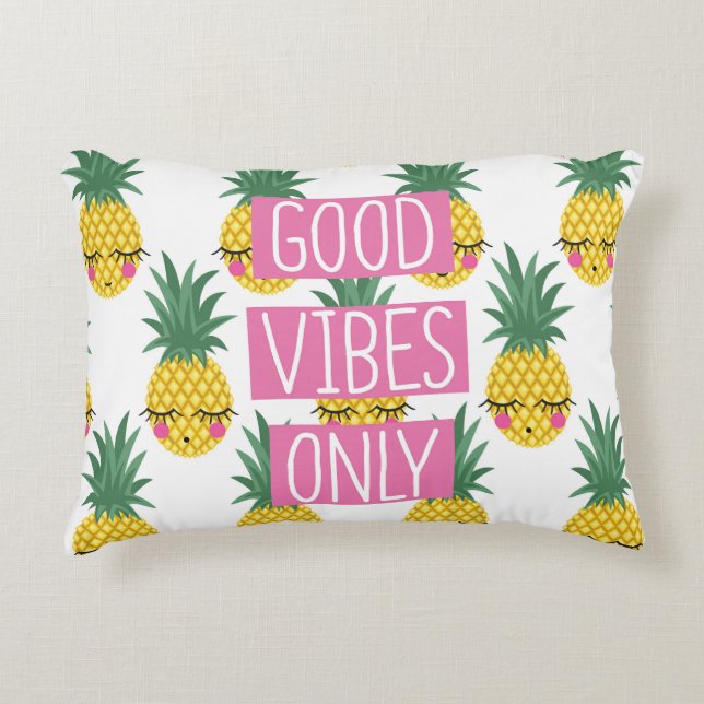 God Vibes Pineapples Sommar Mönster Prydnadskudde (Framsidan)